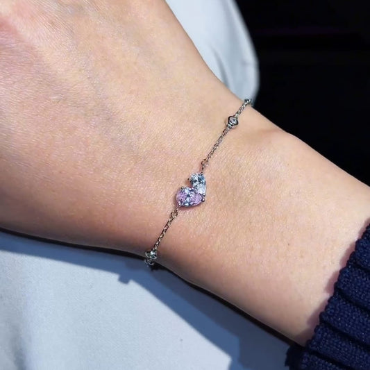 Double stone heart bracelet